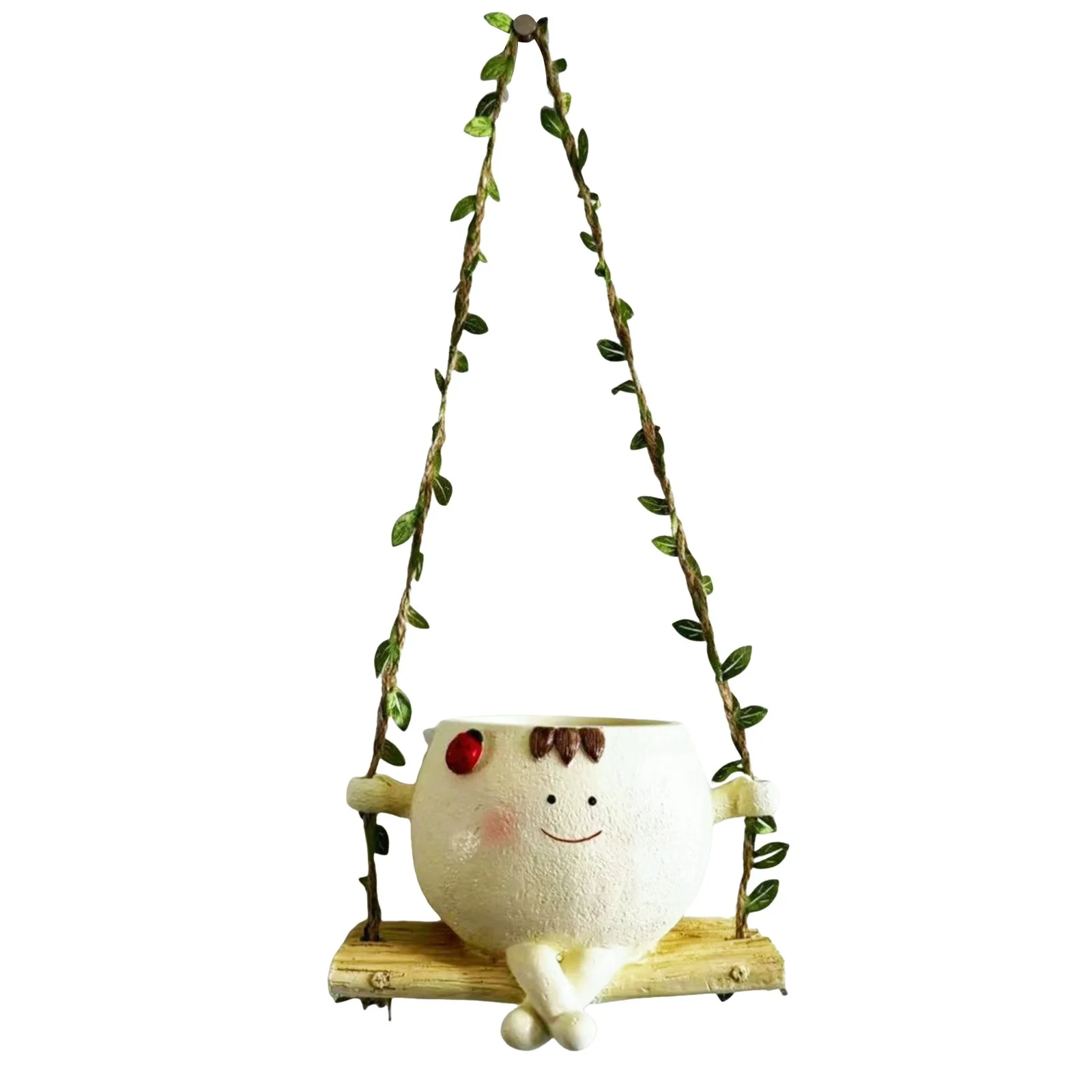 QNFEPKG Hanging Swing Chair Planter Pot Resin Face Planter For Indoor Outdoor Cute Head Flower Pots For String Of Pearls Live Unique Gift IdeaI For Mother Day Christmas