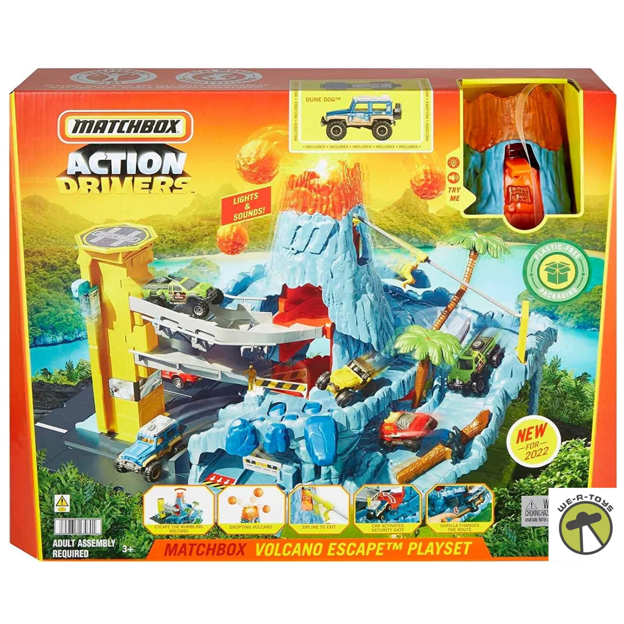 Matchbox Action Drivers Volcano Escape Playset With Lava Explosion
