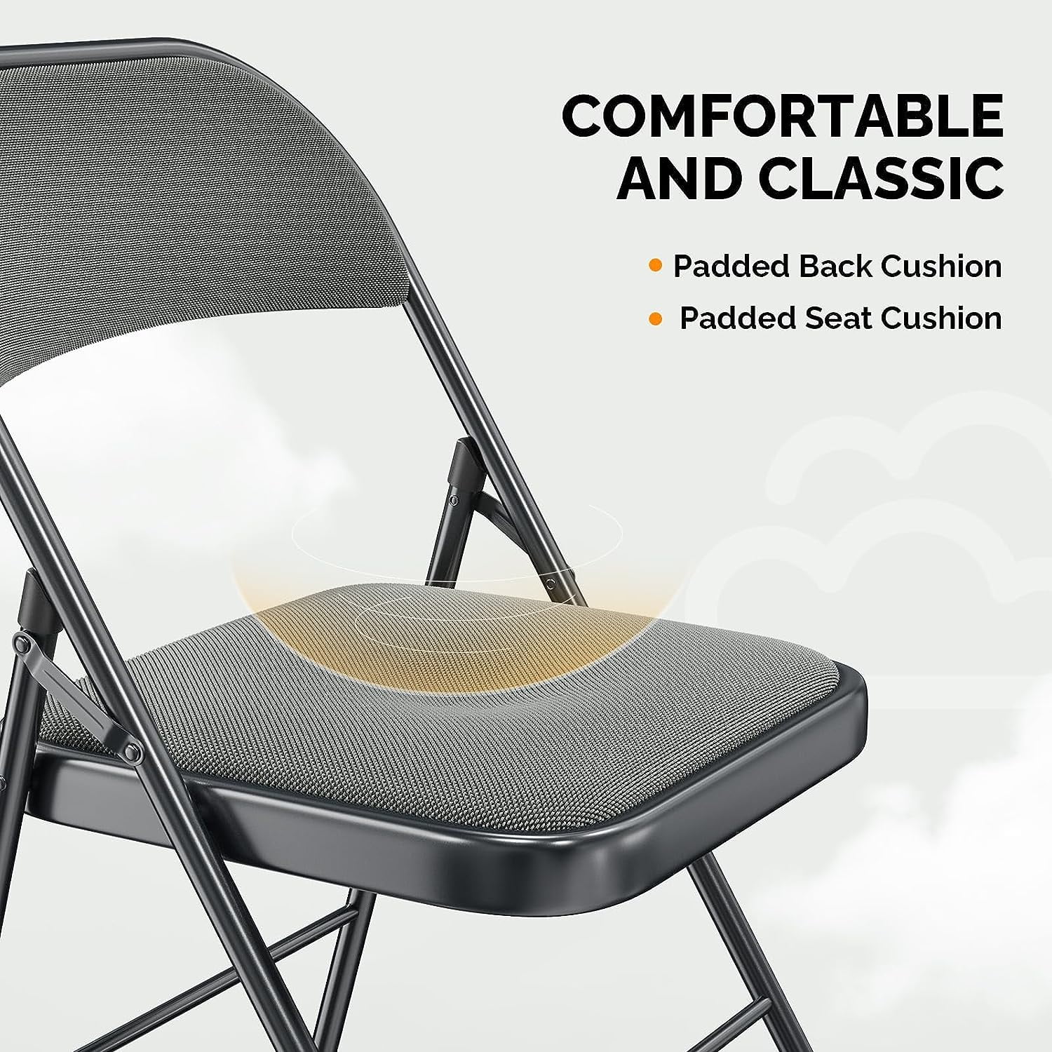 YPSXVGJ with Padded Seats  Metal Frame with Fabric Seat & Back  Capacity 350 lbs  Khaki  Set of 6