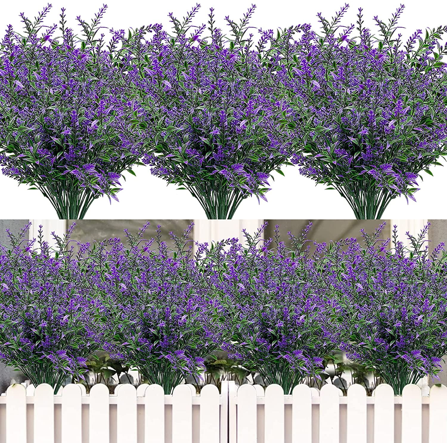 8PCS Artificial Lavender Flowers Fake Flowers Filler Greenery Shrubs Grass Bushes Plastic Flowers for Home Decor Indoor Outside House Garden Office Wedding Decor(Purple)