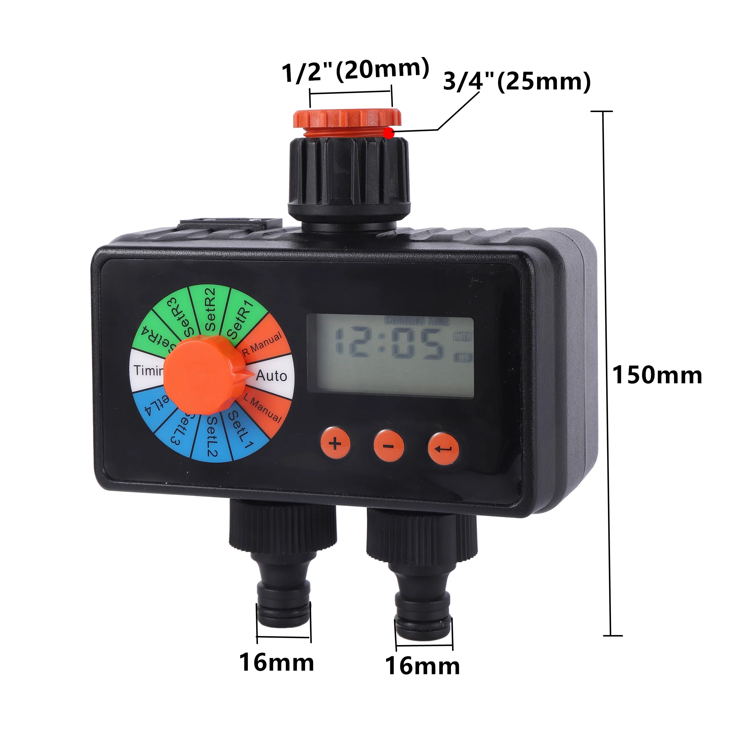 Intelligent Two Outlet Rain Sensor Water Timer Garden Irrigation Automatic Electronic Watering Controller