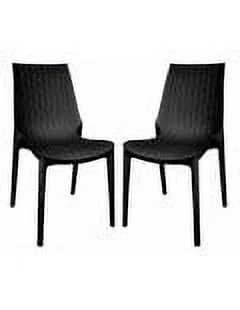 LeisureMod Kent Modern Outdoor Dining Chairs Set of 2 in Black