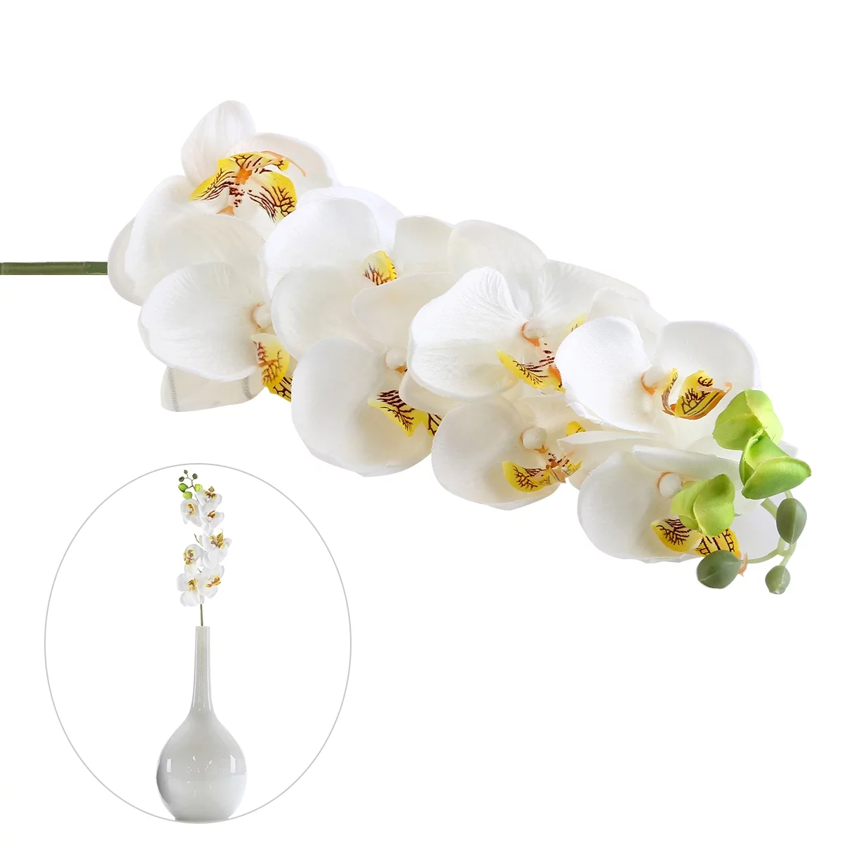 Gongxipen TINKSKY Artificial Orchid Flower Plant Home Decoration (White)