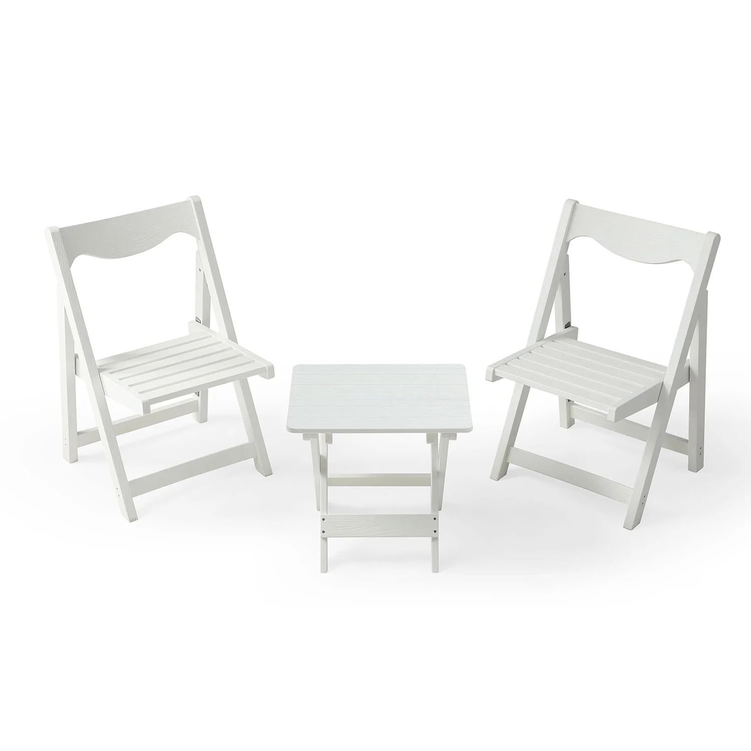 Foldable Small Table and Chair Set with 2 Chairs and Rectangular Table&nbsp; White