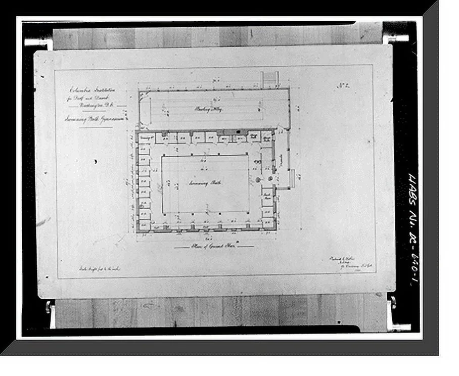 Historic Framed Print, Gallaudet College, Gymnasium, Seventh & Florida Avenue, Northeast, Washington, District of Columbia, DC, 17-7/8