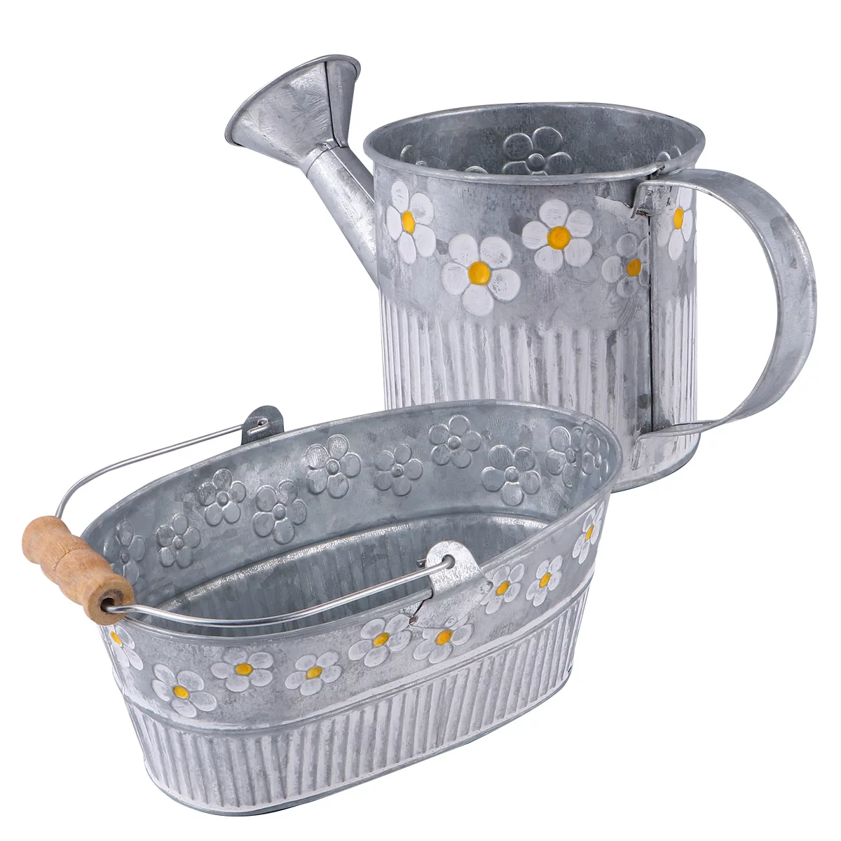 1 Set Antique Iron Bucket Vintage Flower Pot Delicate Plant Bucket Iron Pail Vintage Style Bucket for Gardening Home (Silver)