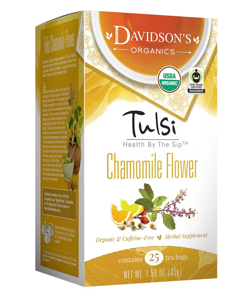 Davidsons Tea Tulsi Chamomile Flower, 25-Count Tea Bags (Pack of 6)