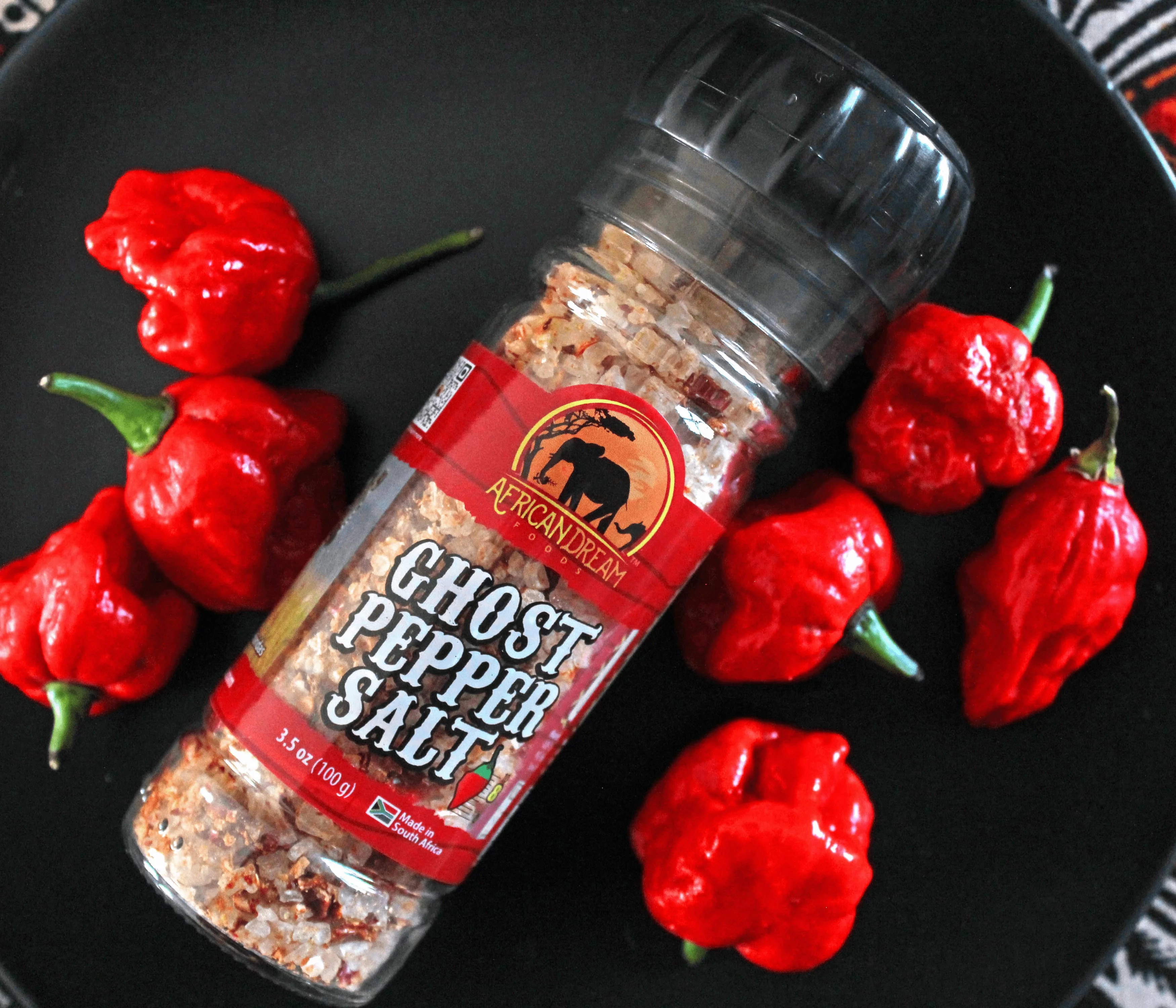 African Dream Foods Ghost Pepper Salt with Grinder (3.5oz)