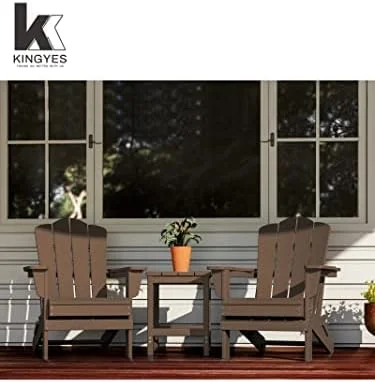 KINGYES Folding Adirondack Chair Set of 8, HDPE All-Weather Folding Adirondack Chair, Yellow