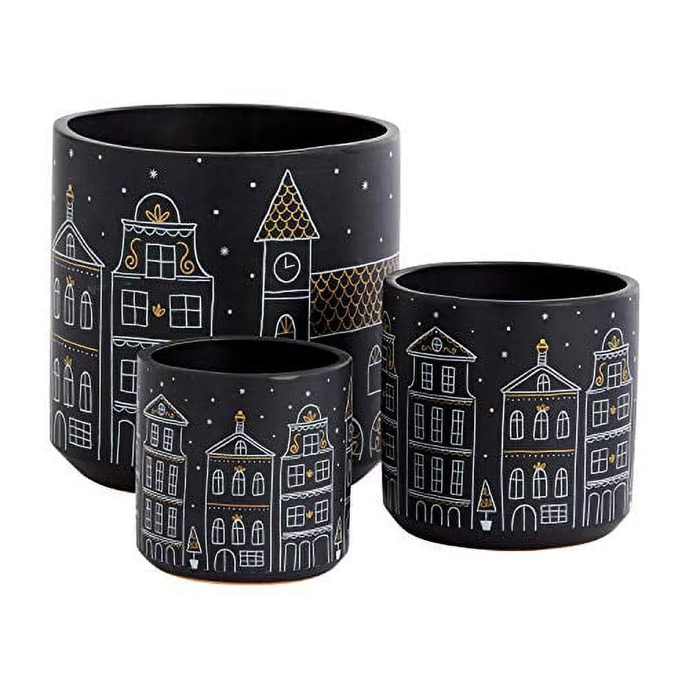 Winter Night Ceramic Pot for Plant and Flowers (97275) (3.5