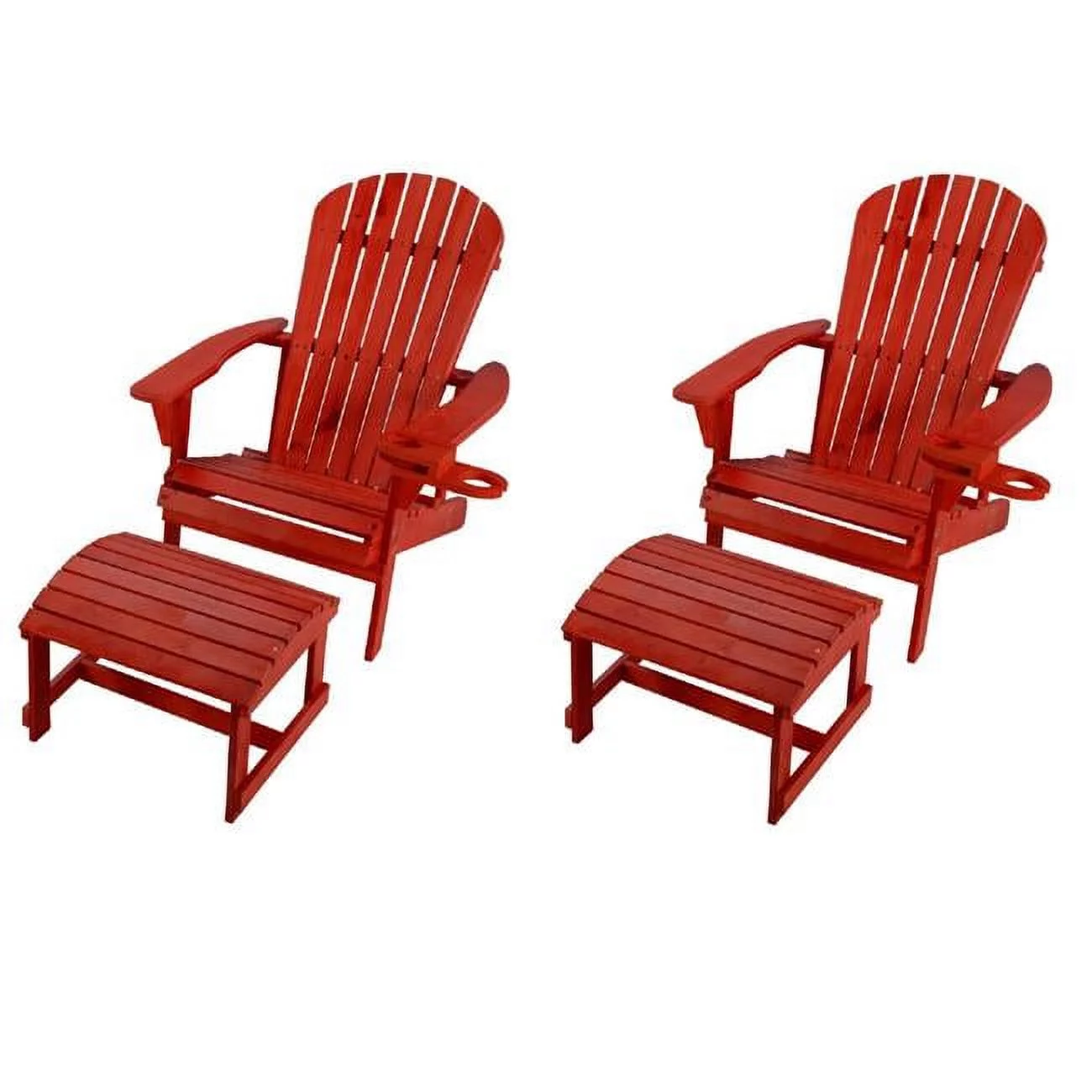6 in. Earth Adirondack Backyard Chair with Phone & Cup Holder, Red