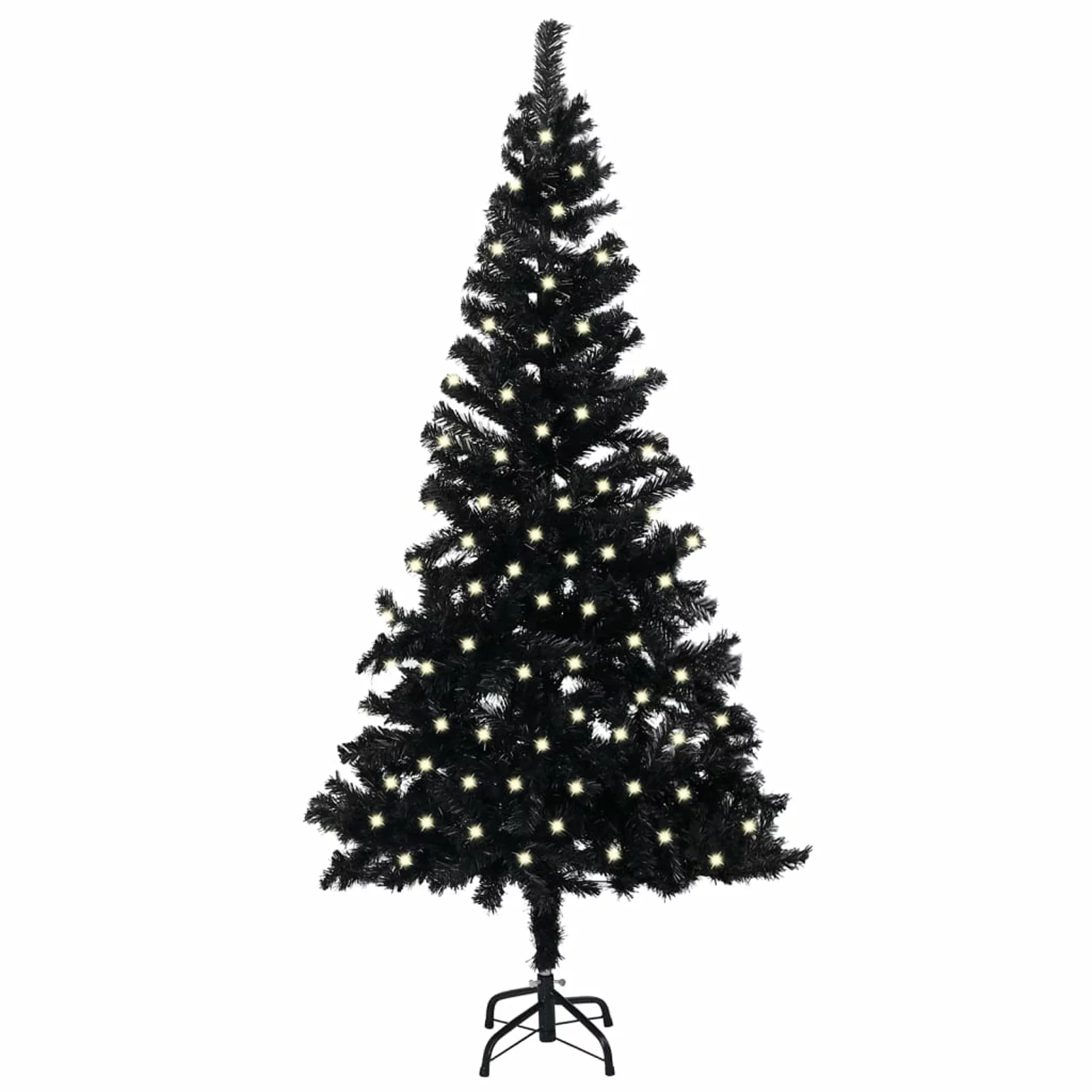 Walmeck Artificial Christmas Tree with LEDs&Stand Black 94.5