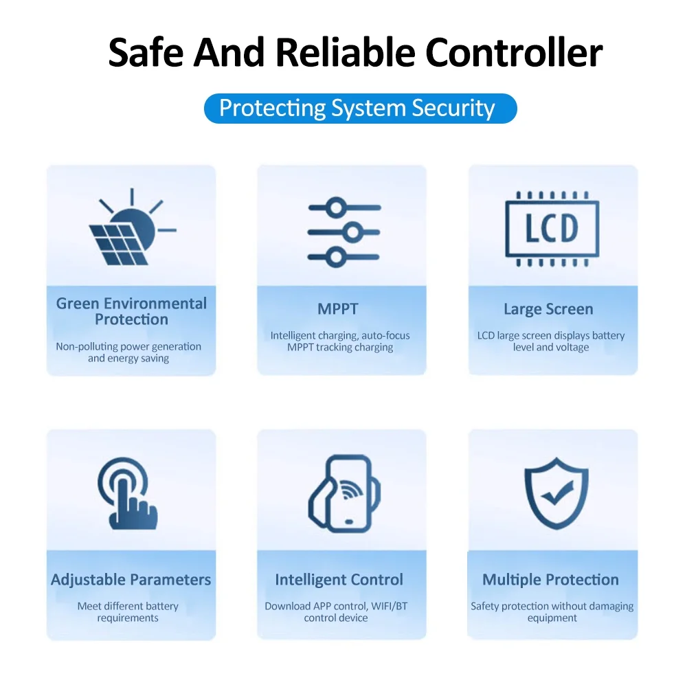 OWSOO WiFi+BT Solar Controller 12 60V LCD Dual USB 5V Output APP Remote Control