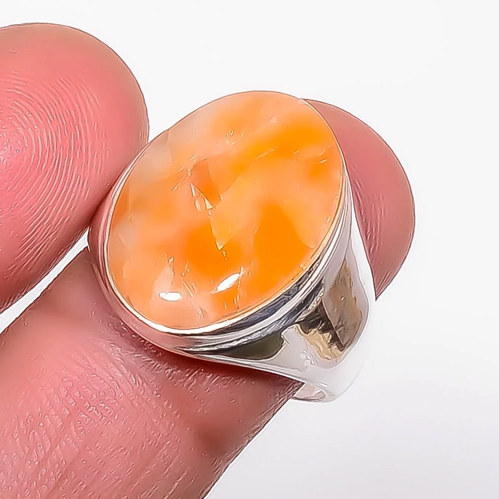 Yellow Calcite - Peru 925 Silver Plated Handmade Ring s.9 R7846-32 A373, Valentine's Day Gift, Birthday Gift, Beautiful Jewelry For Woman & Girls