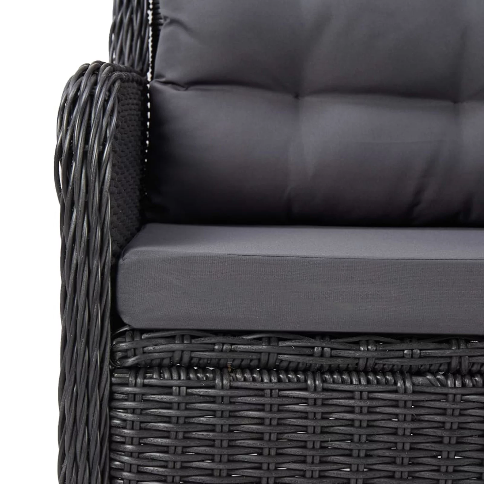 Andoer Garden Chairs 2 pcs with Cushions Poly Rattan Black