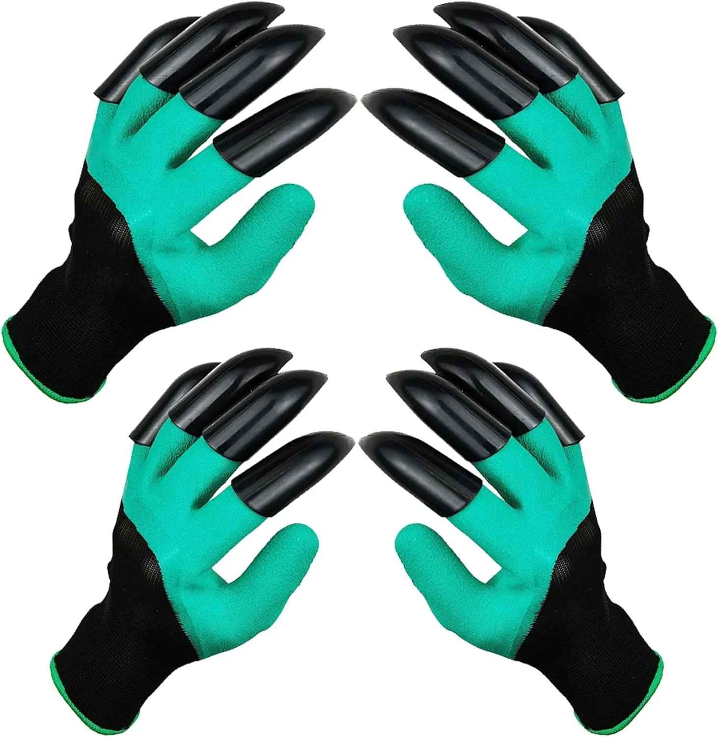 2 Pair Garden Gloves with Claws for Men and Women for Digging,Planting, Weeding, Seeding Claw Gardening Gloves Waterproof,Green