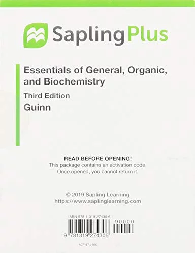 Pre-Owned Saplingplus for Essentials of General, Organic, and Biochemistry Six-months Access Paperback