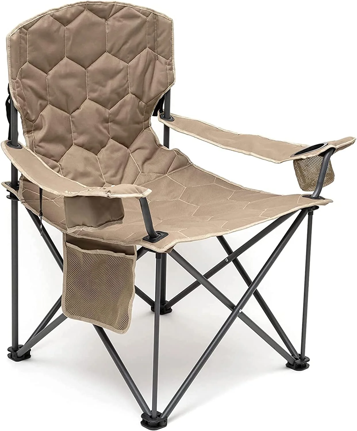 CHIDSL TUIONMJ XXL Oversized Camping Chair Heavy Duty 500 LBS for Big Tall People Above 6'4 Padded Portable Folding Sports Lawn Chairs with Armrest Cup Holder & Pocket for Outdoor