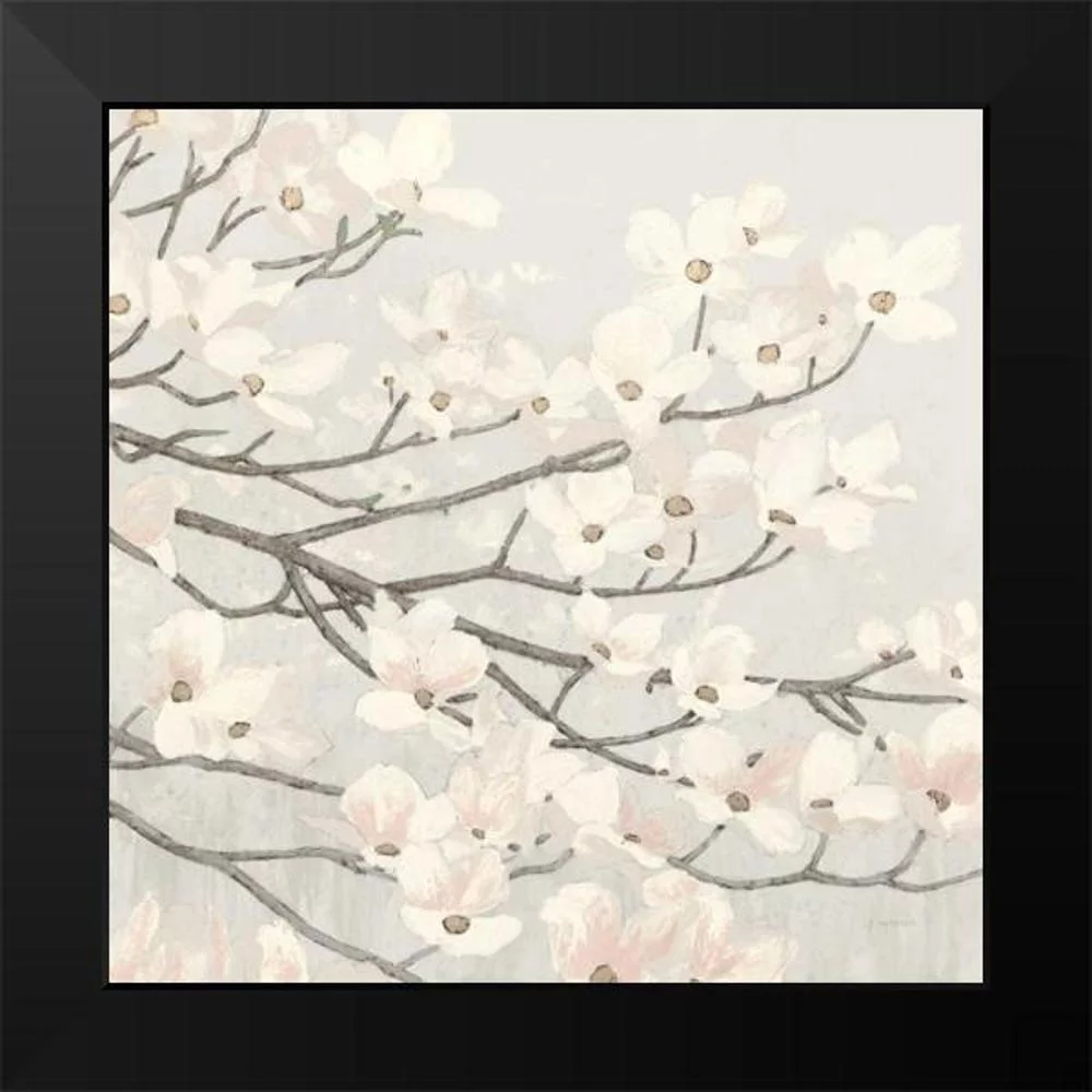 Wiens, James 12x12 Black Modern Framed Museum Art Print Titled - Dogwood Blossoms II Gray