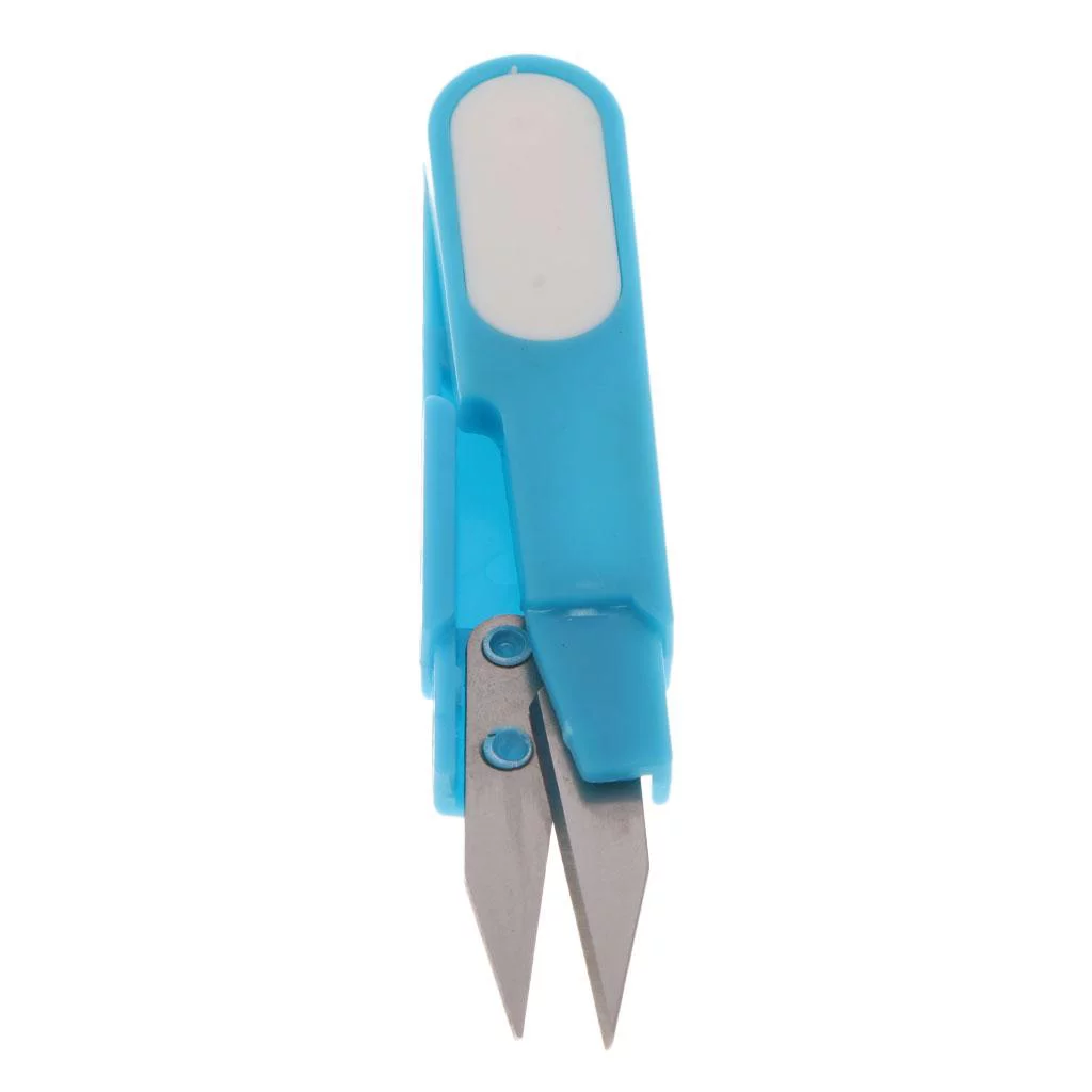 4.72inch Portable Sewing Scissors Small Stainless with Handle and Cover for Fishing Line, Mini Snips Trimming Blue