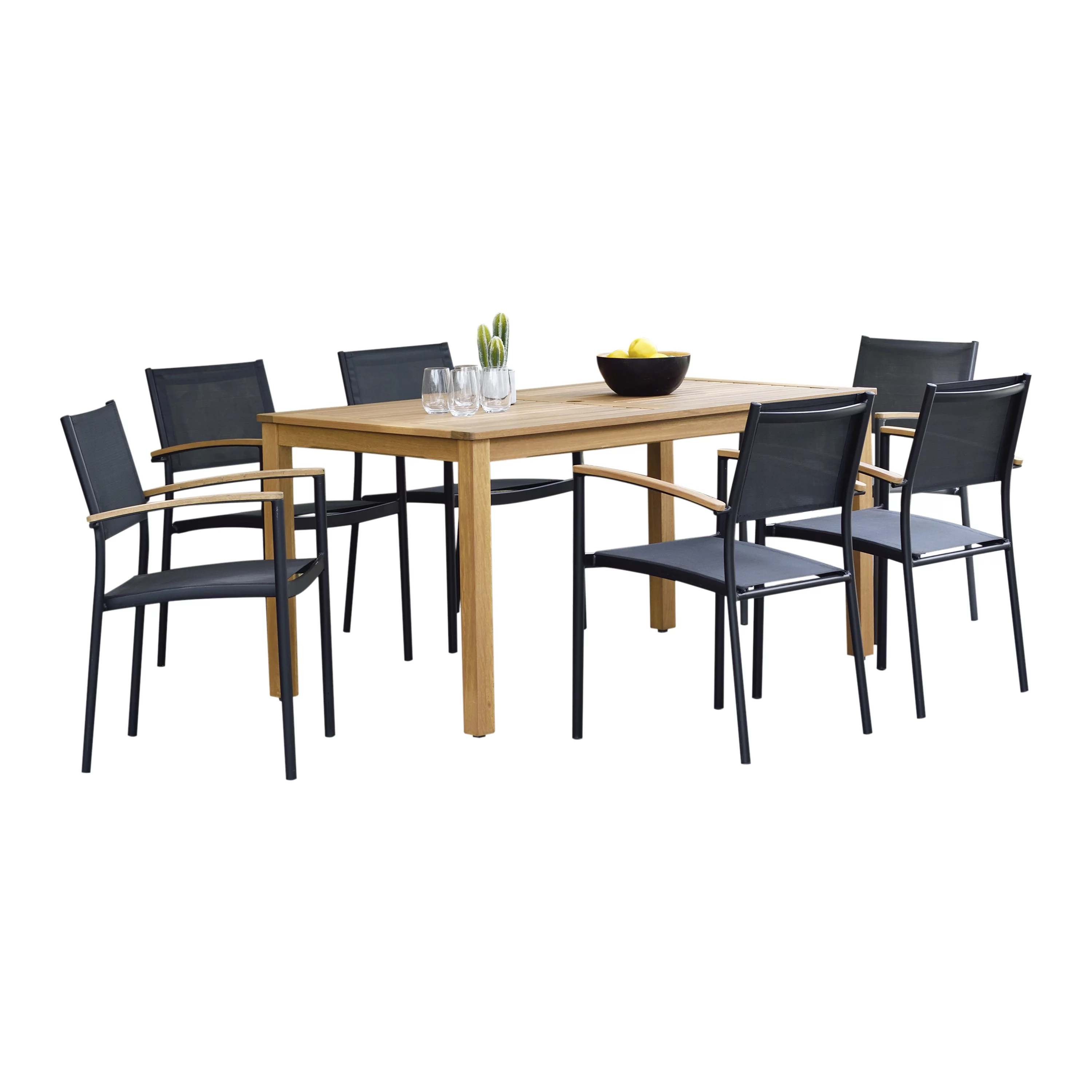 Amazonia Bellegard Teak Finish 7 Pieces Rectangular Patio Dining Set