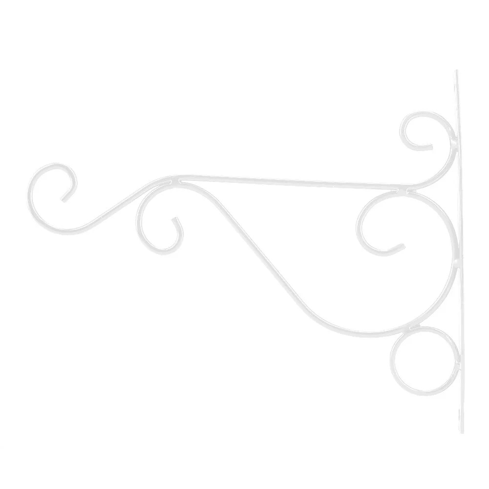 Uadme Iron Plant Hanger Wall Hooks Hanging Basket Brackets Wrought Iron Bracket Heavy Duty Wall Hanging Basket Brackets for Hanging Plants Lanterns Bird Feeders(white)