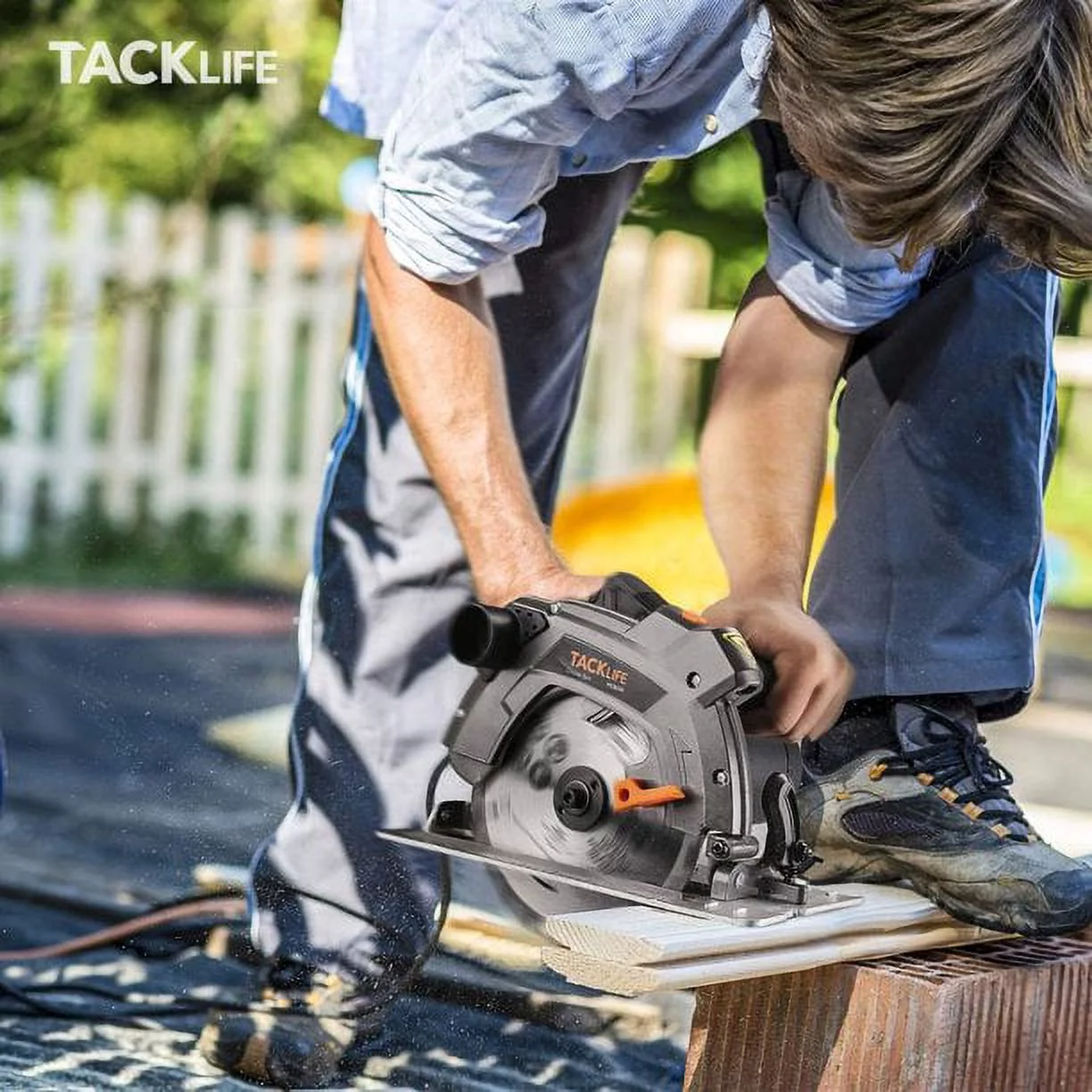 TACKLIFE 1500W 12.5-Amp 5000 RPM Electric Circular Saw with Vacuum Adapter, Laser Guide - PES03A