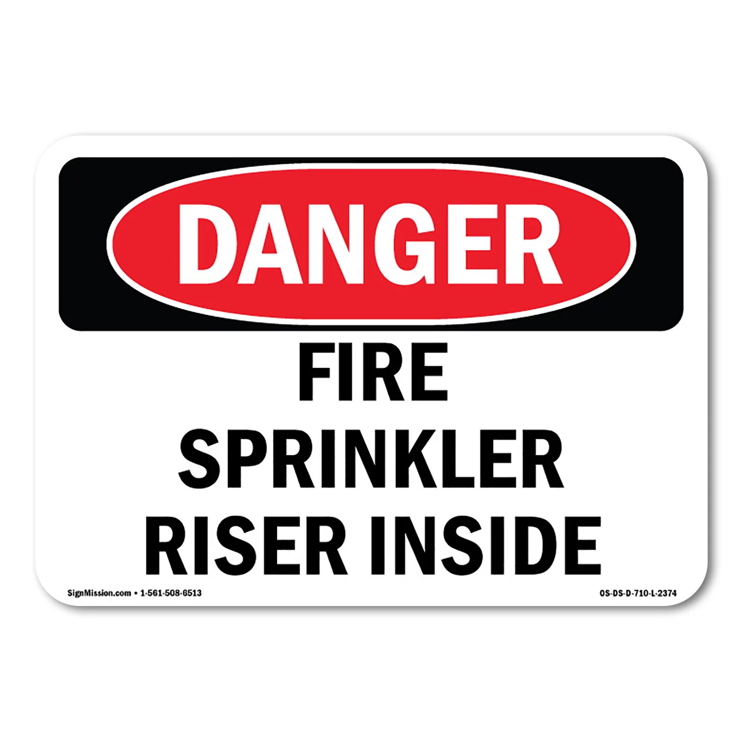 OSHA Danger Sign - Fire Sprinkler Riser Inside | Decal | Protect Your Business, Construction Site, Warehouse & Shop Area |  Made in The USA