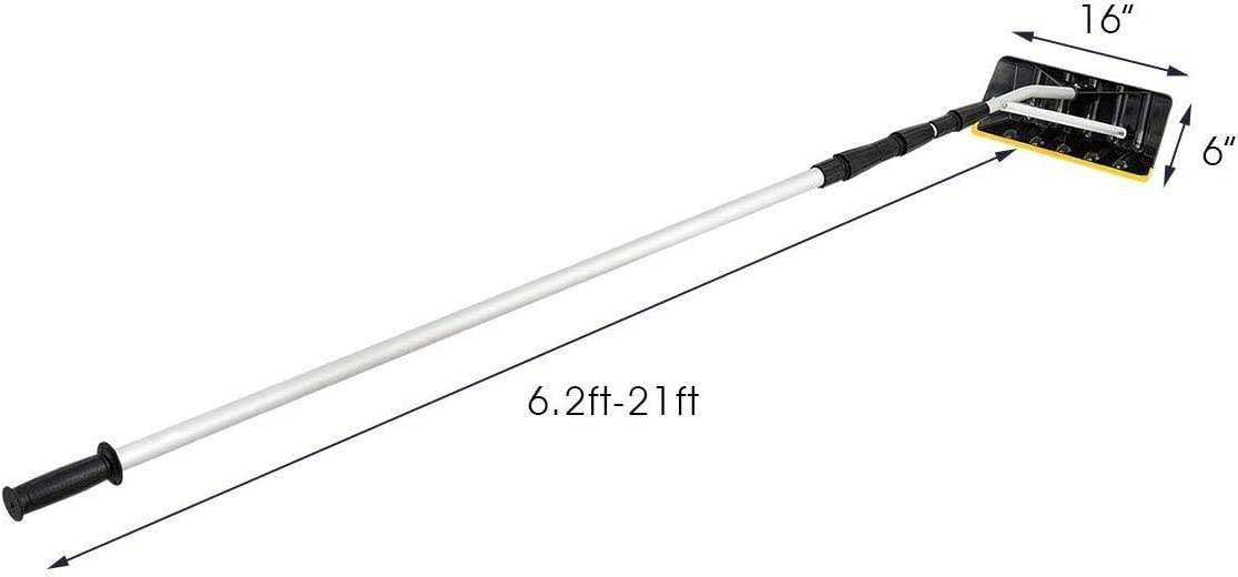 Feet Adjustable Roof Snow Rake with Large Blade Telescoping Scratch-Free Roof Snow Removal Tool