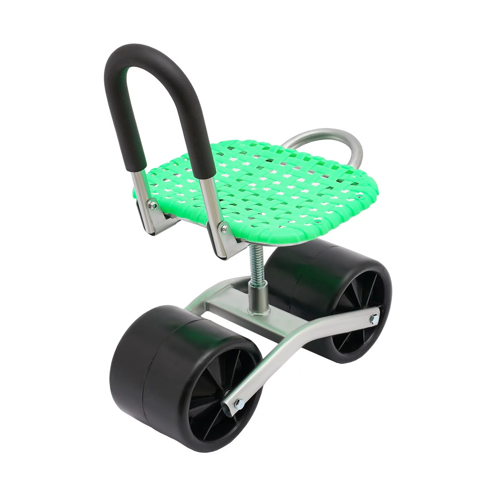 Wuzstar Rolling Stool Workseat Adjustable Height Garden Cart with 2 Wheels, Green
