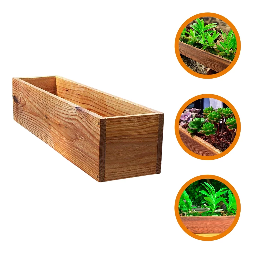 Gongxipen Wooden Flower Planter Rustic Wood Flower Pot Gardening Succulent Pot Wood Planter Box
