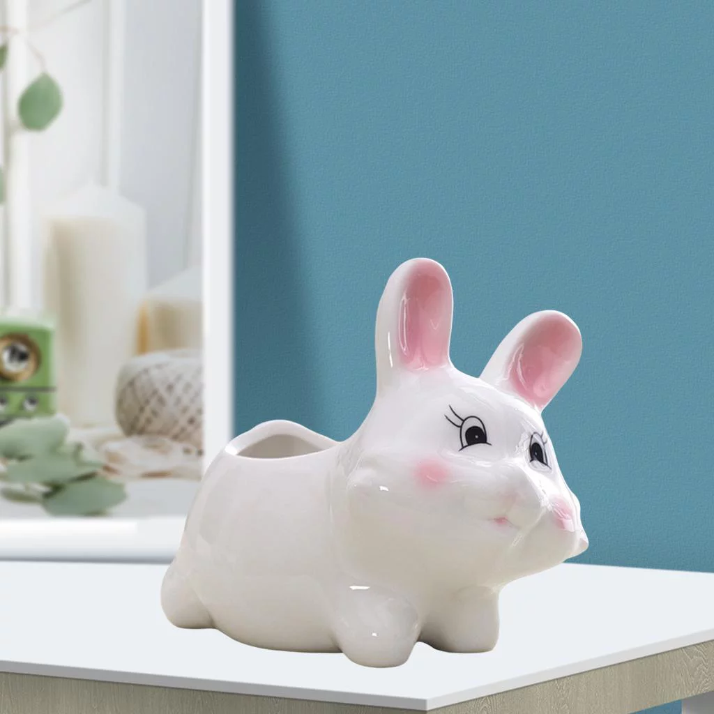 Bunny Pot Ceramic Flowing Glaze Base Serial Set Succulent Plant Pot Plant Pot Flower Pot Container Planter Bonsai Pots with Hole 6 in Set 13.8x10.6x12cm
