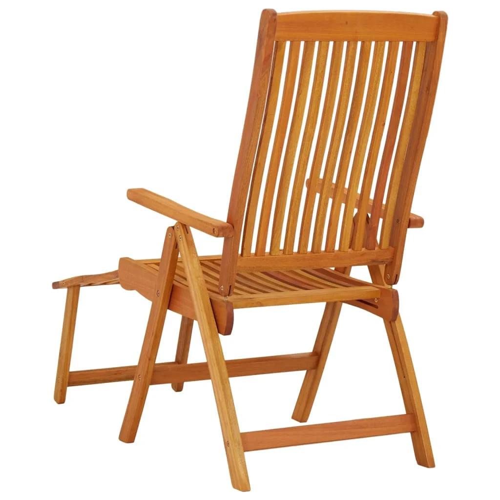 Folding Patio Chairs with Footrests 2 pcs Solid Wood Eucalyptus