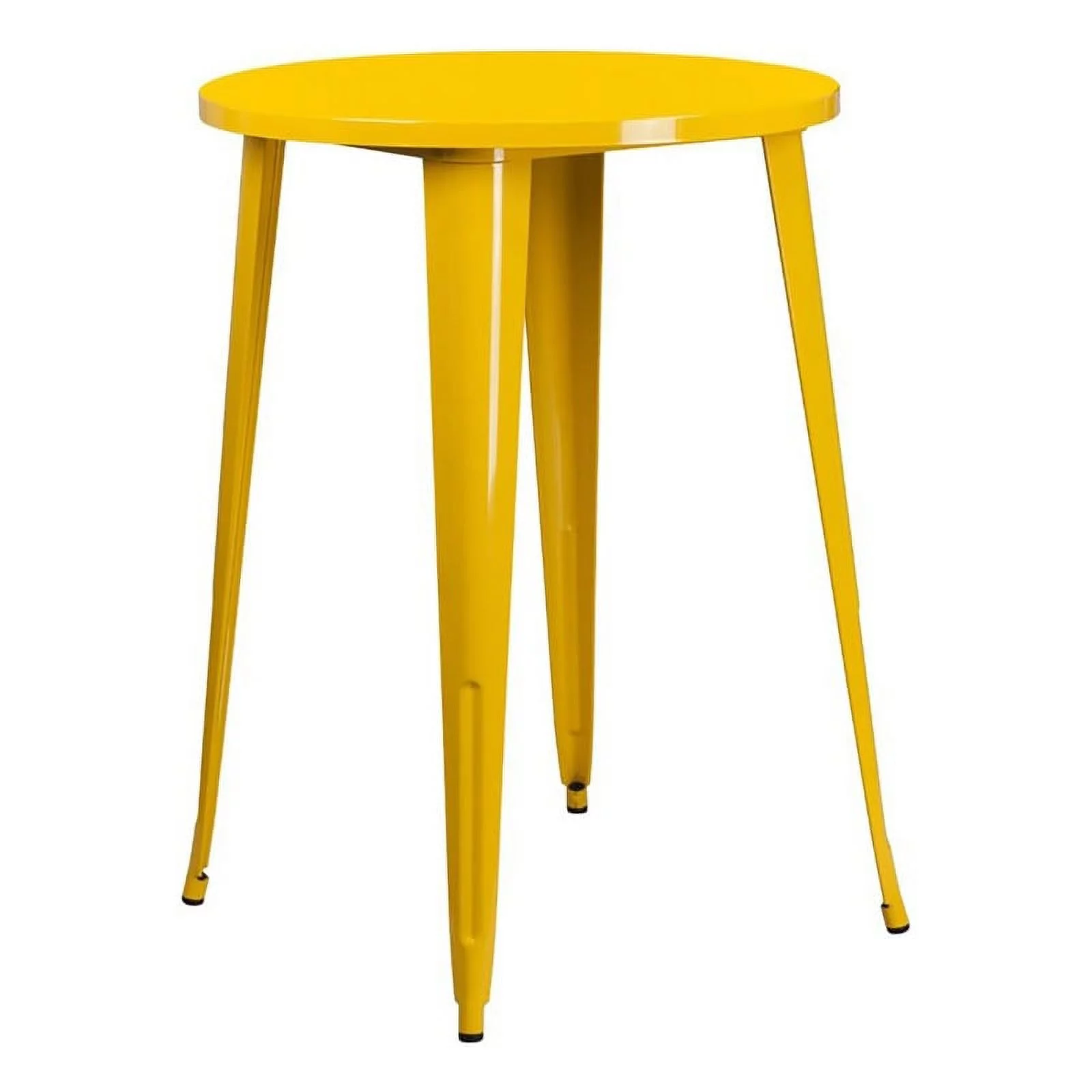 Bowery Hill Galvanized Steel Metal/Rubber Patio Bistro Table in Yellow