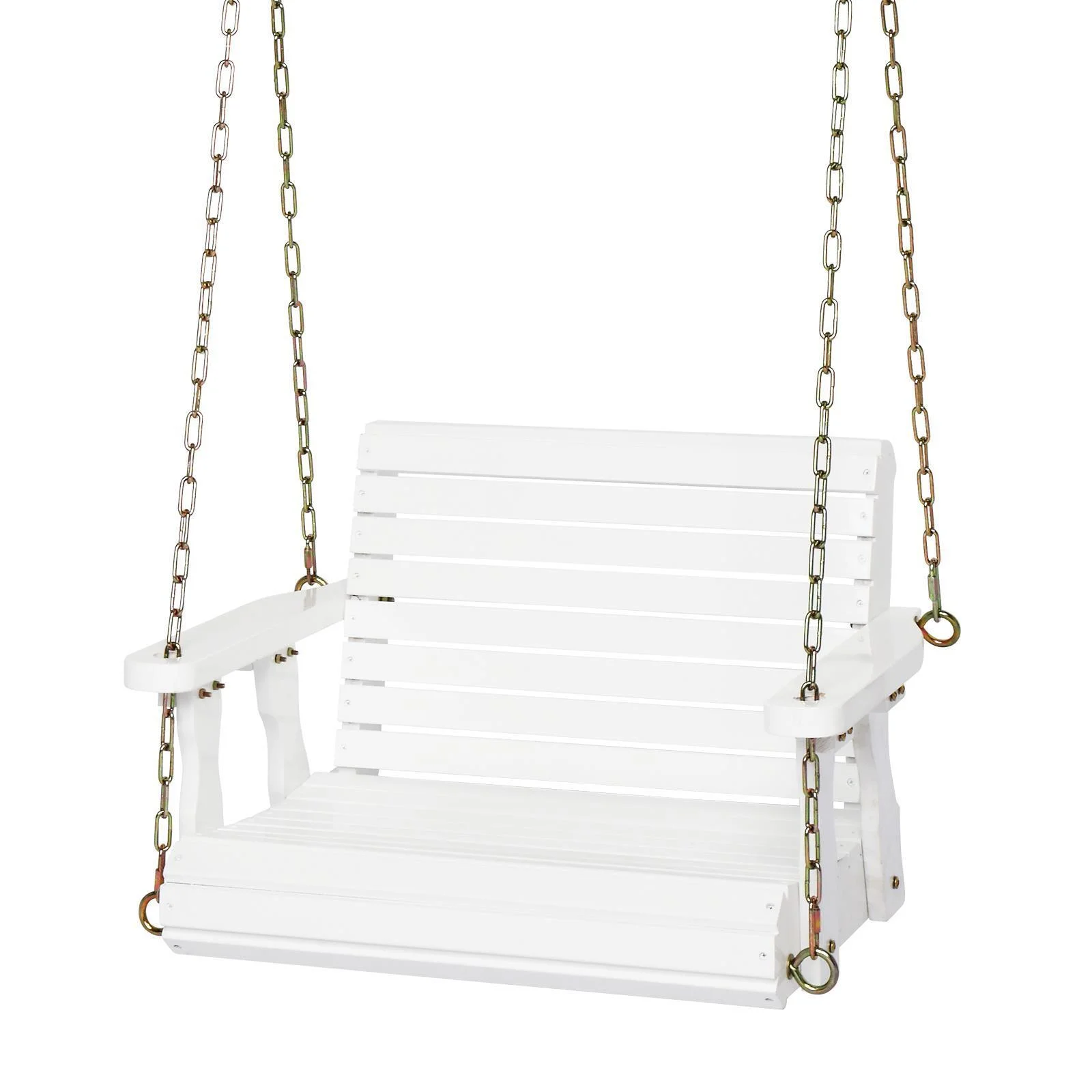 Heavy Duty 440 LBS 1-Person Wooden Patio Porch Swing Outdoor Single Swing Chair