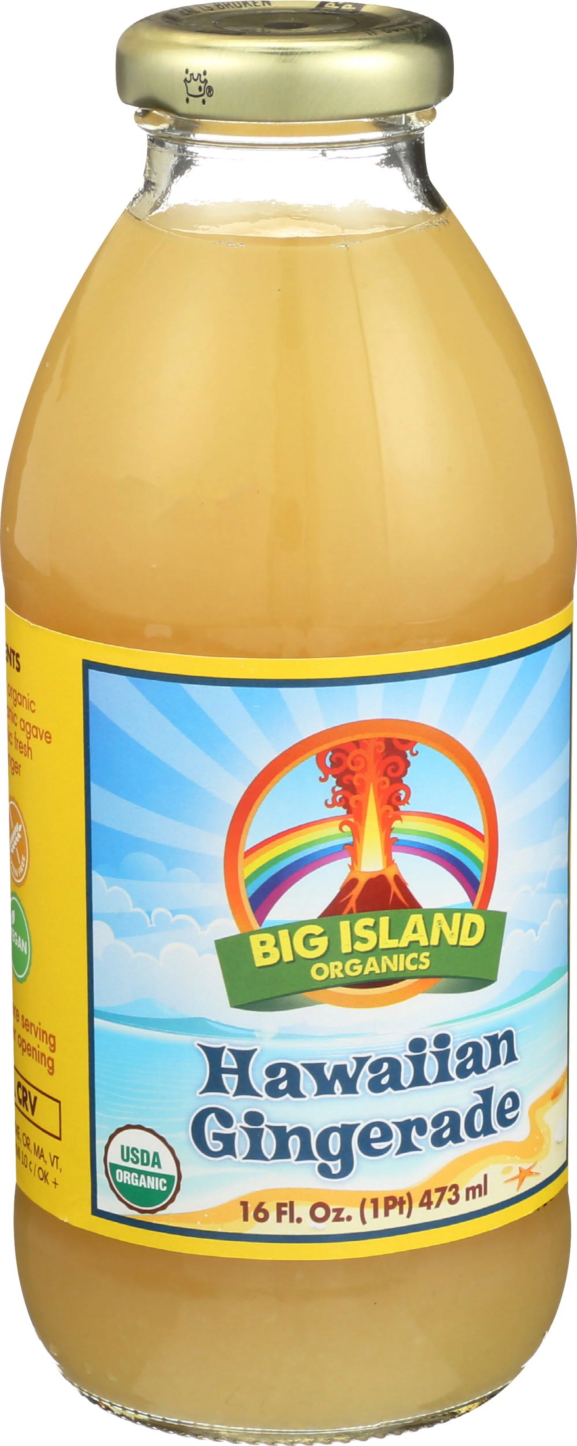 Big Island Organics Hawaiian Gingerade 16oz 4-pack, 100% organic ginger lemonade