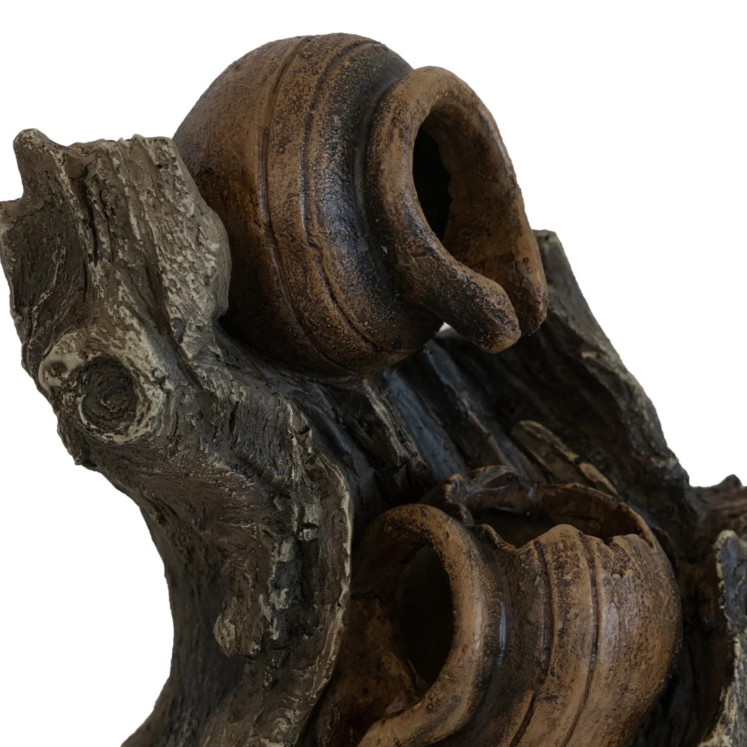 TQJKLFDY 7.7x3.9x13.6” Brown and Gray Water Fountain with Antique Water Pump Design and LED Light