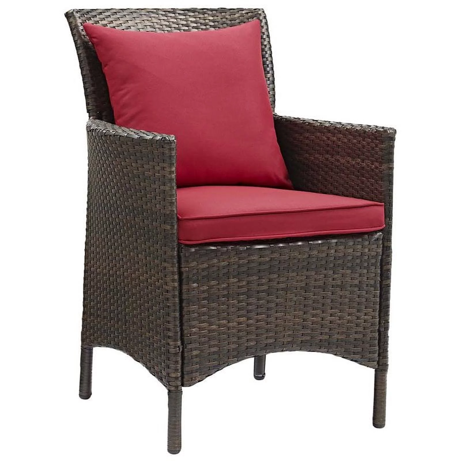 Pemberly Row  Patio Dining Arm Chair in Brown and Red