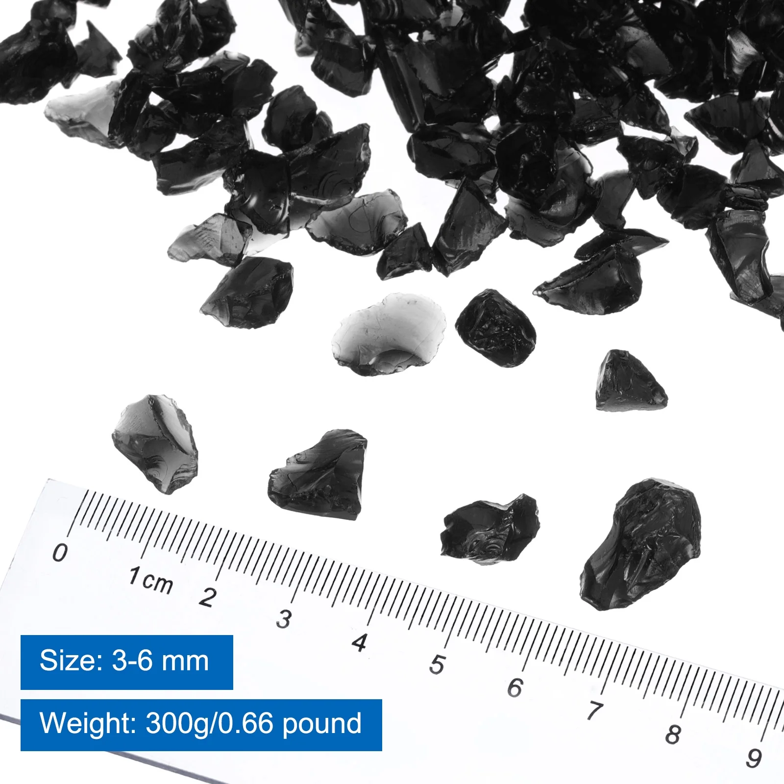 0.66 Pound Fire Glass Stone, 3-6mm Reflective Fire Pit Glass Rock for Fireplace, Black