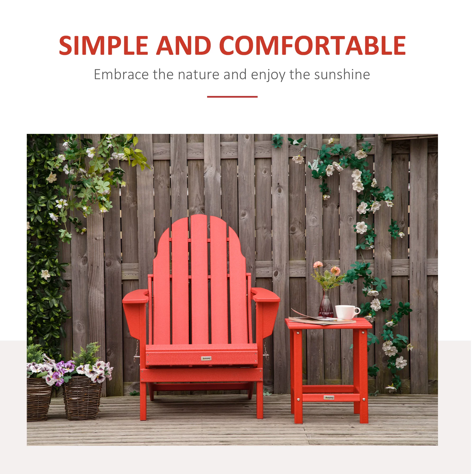 Outside Patio & Backyard Lounge Folding Adirondack Chair Ergonomic Design