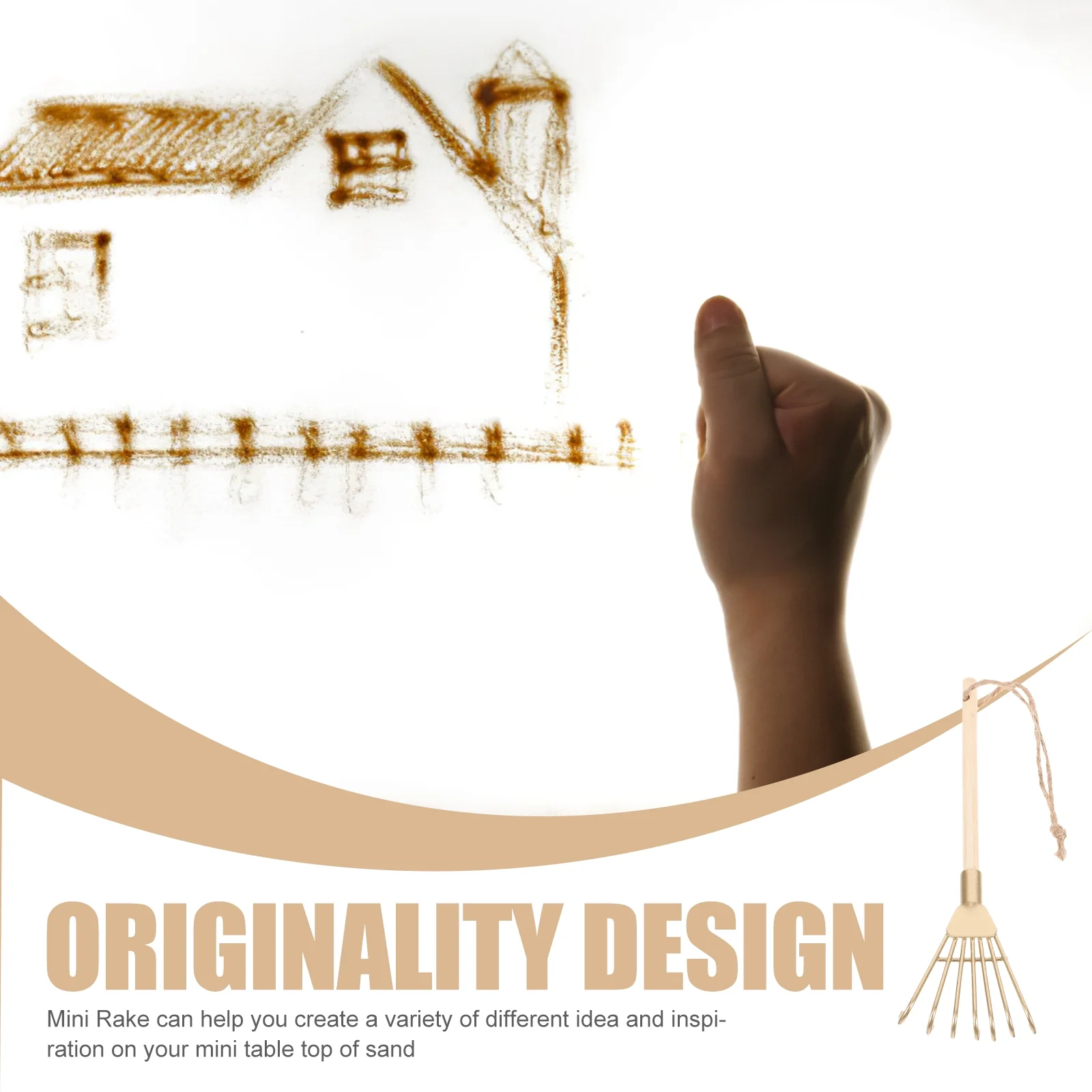 3 Pcs Rustic Touch Decor Mini Garden Rake Tools Zen Sand Table Bamboo Product Wooden