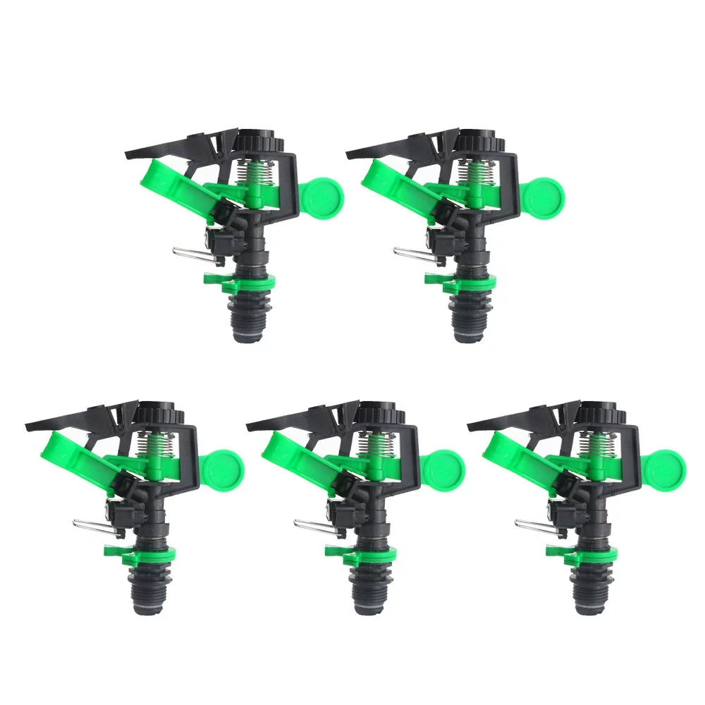 5 Pcs ABS Impact Sprinkler Head Adjustable 0-360 Degree 34Ft-60Ft Spray Distance