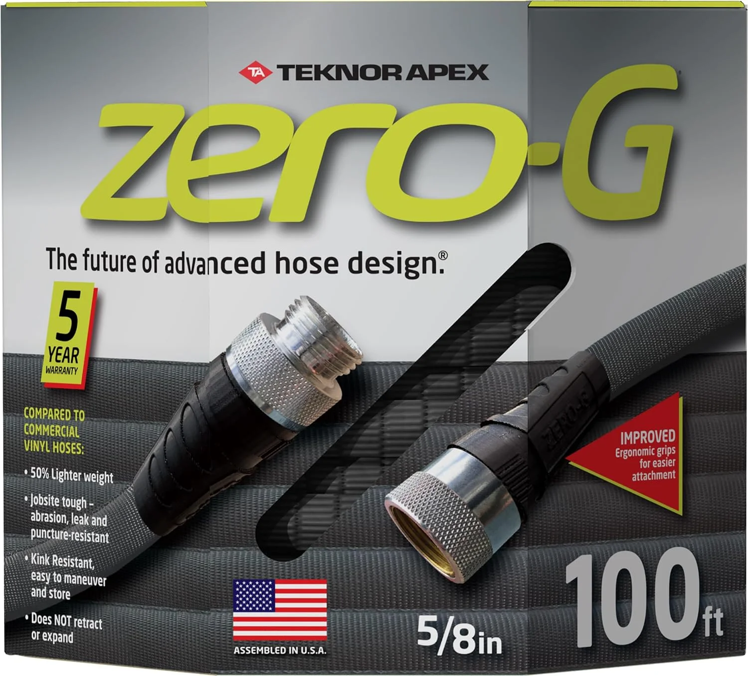 zero-G 25' Lightweight, Ultra Flexible, Durable, Kink-Free Garden Hose, 5/8-Inch by 50-Feet (5/8