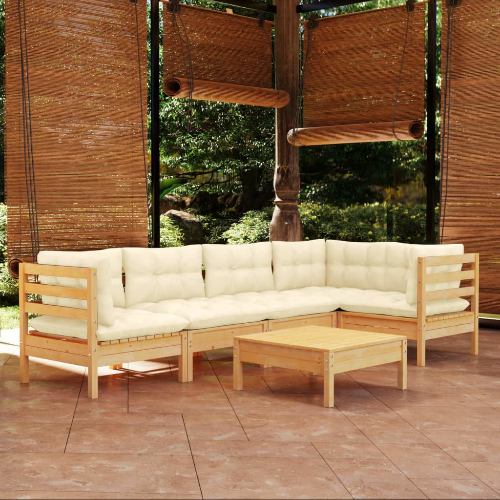 Andoer parcel,Patio Furniture 6 Piece Patio Set With Cream Cushions Furniture Conversation Patio Pinewood 3096388 Set Set Camerina Set Patio Conversation Set Pinewood Barash