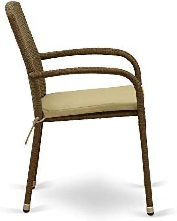 xrboomlife JULC102A Jubi Patio Bistro Wicker Dining Chairs with Cushion    Brown