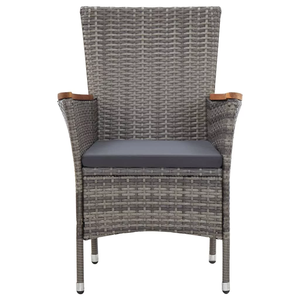 Anself 9 Piece Patio Dining Set with Cushions Poly Rattan Gray