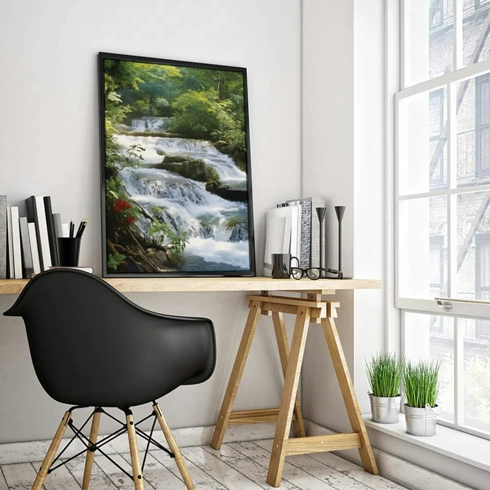 Ulloord Dunns River Falls, Ocho Rios, Jamaica, Canvas Wall Art Print, Waterfall Home Decor Artwork