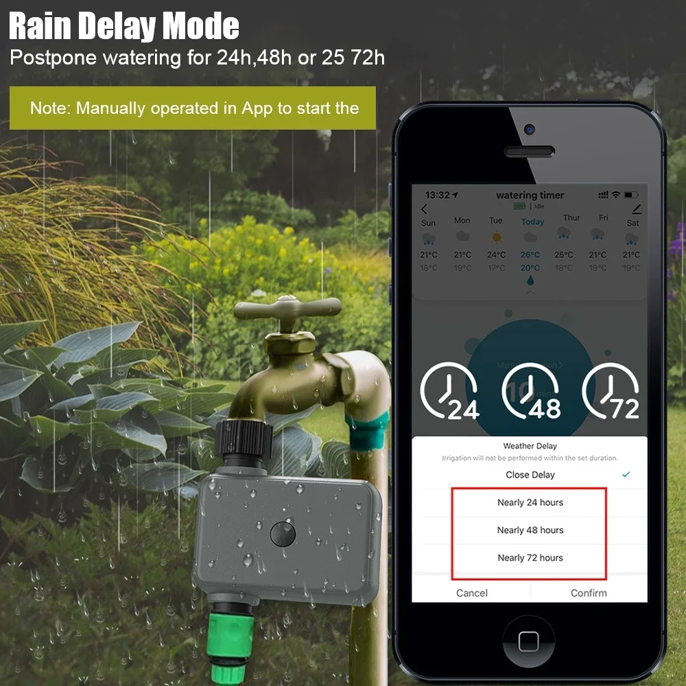 Alexa Bluetooth Wifi Battery Operated Watering Timer Garden Irrigation Controller Electronic Automatic Watering