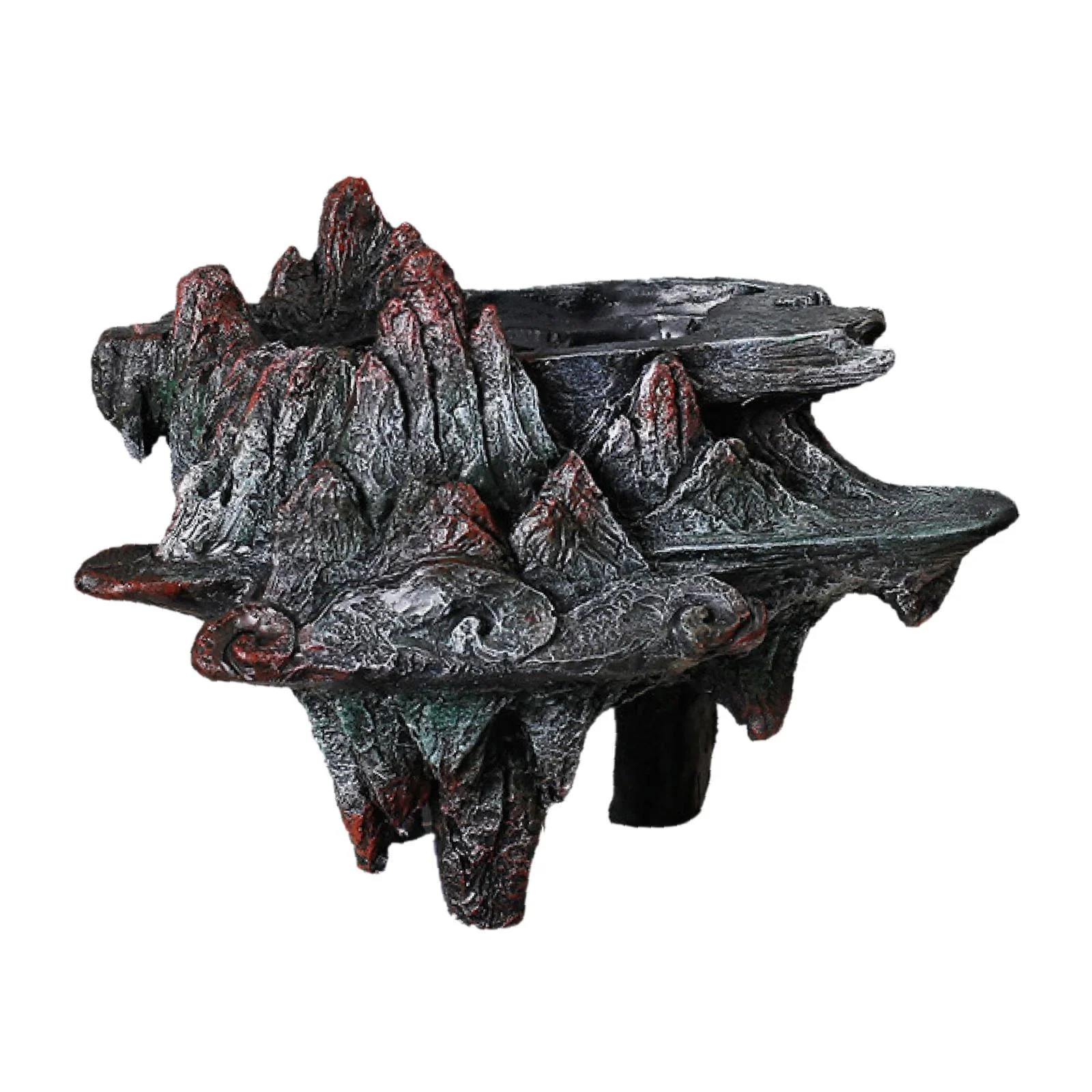 Miulika Traditional Chinese Resin Planter Plant Pot Balcony Ornament Decorative Handcrafted 7.8x5x5.9inch for Bookshelf Lightweight Black