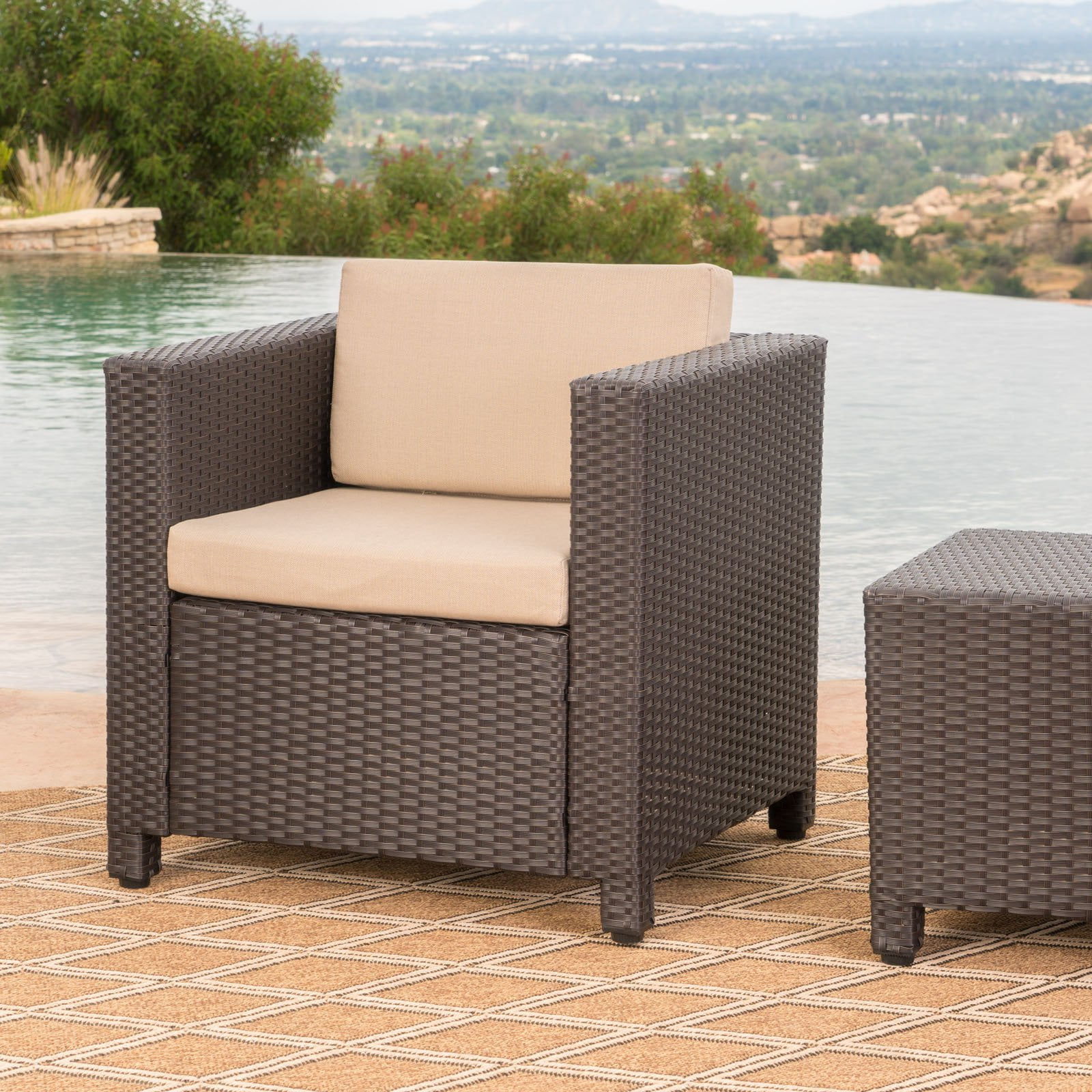 Christopher Knight Home Puerta Outdoor Wicker Club Chair with Cushions (Set of 2) by  Brown